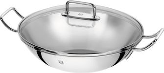 ZWILLING Plus Stainless Steel Wok with Steamer & Lid - Induction Friendly, Multi-Use Pot, Tempered Glass Lid, Suitable for Cooking, Sauce, Deep Fry, Stew, Dishwasher Safe