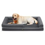 Feandrea Orthopedic Dog Bed, Dog Sofa with Sides, Removable Washable Cover, 135 x 107 x 25 cm, Non-Slip Bottom, Dark Grey PGW079G01