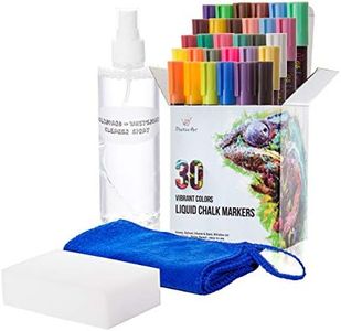 Positive Art Liquid Chalk Markers 30 Colors Bright Colors, Painting and Drawing For Kids and Adults, Window and Board Art For Bistros, Bars - Reversible Tip (Chalk Markers With Cleaner Set)