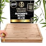 Deer & Oak Extra Large Chopping Board - Premium Bamboo Butcher's Block 40 x 30 x 4cm Extra Thick, Wooden Cutting Board for Kitchen, Heavy Duty Meat Chopping Board