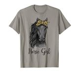 Horse Girl Bandana Leopard Horseback Riding Horse Lover Gift T-Shirt