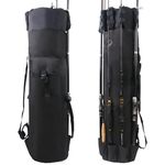 Fishing Rod Bag Pole Holder Fishing Rod Reel Case Waterproof Fishing Pole Storage Bag Backpack Carry Case Carrier Travel Bag Tackle Gear Organizer Fishing Gift (Black)