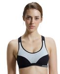 Jockey 1378 Women's Wirefree Padded Super Combed Cotton Elastane Stretch Full Coverage Racer Back Active Bra with Stay Fresh and Moisture Move Treatment_Steel Grey & Black_XL