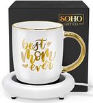 Gift for Mom from Daughter/Son, Coffee Lover Mug with Electric Heated Warmer - Unique Gift Idea for Mothers Day, Birthday, Christmas, 12oz Best Mom Ever (Gift Boxed)