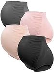 Rnxrbb M-5XL Maternity Underwear Shapewear Over Bump Plus Size Seamless Support Maternity Panties Bra Clothes High Waisted, 1-black Beige Pink Gray, X-Large