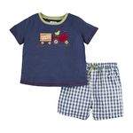 Mud Pie baby-boys Farm Fresh Short Set, Blue, Small