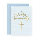 Baptism Cards for Girls - First Holy Communion Cards - 'On This Special Day' - Confirmation Card - 1st Communion Gifts for Boys - Blue Cross - Kindness Cards with Envelope and Stickers - By Central 23