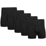 Gildan Men's Covered Waistband Boxer Briefs, Multipack, Black (5-Pack), Medium