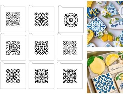 9PCS Scroll Tile Cookie Stencils for Baking, Royal Icing, Sugar Cookie, Cards Decorating Tools