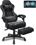 Fullwatt Racing Gaming Chair for adults with Footrest and Massage Lumbar Pillow, Swivel Height Adjustable Reclining PU Leather Video Game Chair, E-Sports Gaming Chair Big and Tall(Grey)