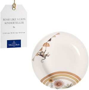 Villeroy & Boch - Boho kids Roar like a lion Assiette profonde pour enfants, Assiette en porcelaine, Assiette à et à pâtes, Ø 18,5 cm, Lavable au lave-vaisselle, Compatible micro-ondes, Multicolore