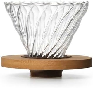 Supvox® High Borosilicate Glass Coffee Dripper for 1-2 Cups, Natural Bamboo Base, Heat Resistant Pour Over Coffee Maker Cone Brewer with Spiral Rib & Silicone Anti Slip Ring