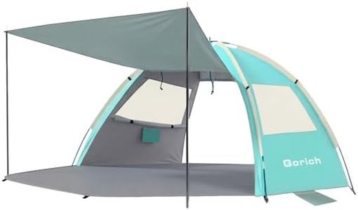 Gorich Beach Tent Sun Shelter with Canopy, Easy Setup UPF50+ UV Protection Sun Shade for 3-4/5-6/7-8 Person, Lightweight & Compact Beach Umbrella for Family Travel