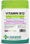 Lindens Vitamin B12 1000mcg Cherry Flavour Sublingual Tablets - 100 Pack - for Red Blood Cell Formation and Fatigue Reduction - Fast Absorption - UK Manufacturer, Letterbox Friendly