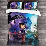 Knncch Cora-line Cartoon Soft Bedding Set Duvet Cover Set with 2 Pillowcase, Unique 3 Piece Bedding Set Duvet Cover Set s,(No Comforter)