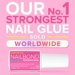 NYK1 NailBond Extra Strong Nail Glue 8ml – Brush-On for Press On, Tips & Acrylics