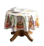 Maison d' Hermine Tablecloths 100% Cotton 69" Diameter Decorative Round Tablecloth Washable Table Cover, Holiday Dinner, Wedding & Dining, Lumina - Thanksgiving/Christmas