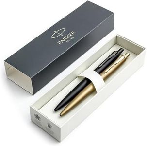 Parker Pen Parker Jotter XL Stylo à bille | Ensemble de noir mat monochrome et d'or mat monochrome | Pointe moyenne | Encre bleue | Boite cadeau