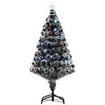 HOMCOM 4ft Xmax Tree Pre-Lit LED Optical Fiber Christmas Tree Artificial Winter Holiday Seasonal Decoration w/Stand