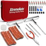 Xtremeauto 87pcs Tyre Repair Kit Heavy Duty Tyre Plug Kit Universal Tubeless Tyre Puncture Repair Kit with 50 Rubber Strips for Cars, Vans, Trucks, Motorcycles, ATV & Tractor