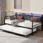 Daybed with Trundle Bed (Black Linen)