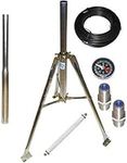 SatPro's HD Satellite Tripod Kit for Directv, Dish Network and FTA 2" & 1 5/8" OD Satellite Mount with 50 feet of Cable, compasss, Flat Cable and Barrel connectors