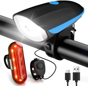 Lumiere Velo Avant et Arriere avec Buzzer Lampe Velo LED Puissantes Eclairage Velo Étanche IP65 Lumière Vélo USB Rechargeable Accessoires Velo pour Cyclysme VTT, VTC, Bicyclette, etc