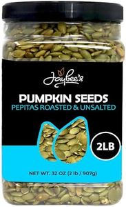 Pumpkin Seeds Pepitas Roasted Unsalted - 32 oz Reusable Container | Similar to Organic Pumpkin Seed - Healthy Snack | Vegan, Keto Diet Friendly | Hand-Picked | Kosher Certified | 100% Natural | Great for Daily Use, Baking, Cooking & Gift Giving | Gluten Free | Jaybee's Nuts