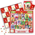 Christmas Advent Calendar 2024 - Xmas Dogs Jigsaw Puzzle for Adults kids, 1008 Pieces Holiday Puzzle 24 Days Countdown to Christmas Family Toys Gift Home Decoration