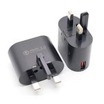 2-Pack Quick Charge 3.0 USB Wall Charger, 18W Fast Charging USB Power Adapter Wall Plug Compatible with 10W QI Wireless Charger, iPad Pro, Tablets, iPhone, Samsung Galaxy, LG, HTC