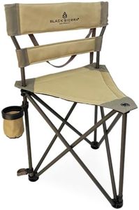 Black Sierra XL Tripod Hunting Stool, Foldable Tripod Seat w/Steel Frame Supports 300 Lbs, Heavy Duty Fishing Chair Features Cup-Holder & Carry Shoulder Strap, for Camping, Hiking, Fishing