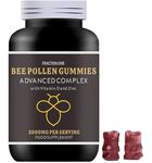 Bee Pollen Gummies - 120 Gummies - 4 Months Supply - 2000mg Bee Propolis with 100% NRV Vitamin D & Zinc per Serving - Immune Boosting - Digestive Aid - Anti-inflammatory - Antiviral & Antibacterial