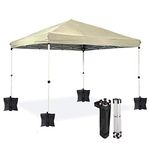 Dawsons Living Waterproof Premium One Touch Garden Event Shelter- Choice of Colours - 3m x 3m Pop Up Outdoor Garden Shelter - PVC Coated - Travel Bag and 4 Leg Weight Bags (Beige)