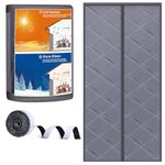 Magnetic Thermal Insulated Door Curtain, Door Insulation Cover Screen for Door Size 34" x 82", Durable Oxford Cloth & Thicken Polyester Fiber Fill for Garage Attic Doorways Hallway, Gray