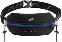 Fitletic Neo Race Belt, Black & Blue | Unique No Bounce Design for Marathon, Triathlon, Trail, 5k, 10k | Running Belt | N01R-04