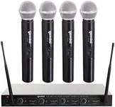 Gemini Sound UHF-04M Wireless Cordless Professional Set of 4 Handheld Microphones and Receiver for DJ, Karaoke, Stage Performance or PA System Four Pack