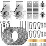 UIRWAY Shade Sail Hardware Winch Set Kit, 60Pcs Stainless Steel Hardware Kit for Rectangle Triangle Canopy, Heavy Duty Anti-Rust Hardware Kit Set for Outdoor Garden Patio(Ratchet Winch +304 Wire Rope)