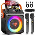 JYX Karaoke Machine 2 Microphones, Karaoke Machine for Adults, Portable Bluetooth Karaoke Speaker with PA System, 9 LED Lights, Supports USB/SD Card/AUX/Echo Adjustment/REC, for Gatherings, Family