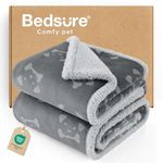 Bedsure Waterproof Dog Blanket - 152x127cm Dog Bed Blankets Washable for Large Dogs, Fluffy Pet Blanket for Sofa Bed Protector with Soft Plush, Grey