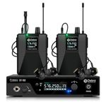 D Debra UHF Wireless In-Ear Monitor System with Earphones,300M,Professional IEM Stereo System with Transmitter and Beltpack for Studio, Events, Band Rehearsals, Live Performance (2 Backpack)