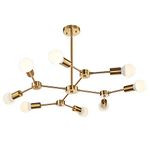 World of Chandeliers Brass Sputnik Chandeliers 8-Light Mid Century Modern Semi Flush Mount Ceiling Fixtures Light (Gold)-Ac