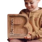 Personalized Wooden Letter Piggy Bank for Kids, 7"/9" Customizable Money Bank with Name - Gifts for Boys, Girls, Baby Shower(Laser Engraved Name)