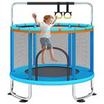 60'' Trampoline for Kids, 5FT Recreational Trampoline, Mini Baby Toddler Small Trampoline, Indoor/Outdoor Kids & Adults Trampoline with Enclosure Net for Boys Girls Christmas Birthday Gifts (Blue)