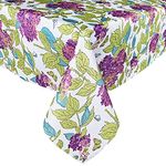 Waverly April in Paris Floral Indoor/Outdoor Print Fabric Tablecloth, Lilac Hydrangea and Butterfly French Country Design, Stain and Water Resistant Tablecloth, 60 Inch x 120 Inch Oblong/Rectangle