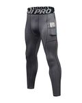 LNJLVI Men's Compression Pants Sports Workout Leggings Baselayer Tights (Sports Pants Grey,XXL)