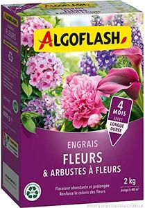ALGOFLASH Engrais Fleurs et Arbustes à Fleurs, Longue Durée, 2 kg, FLE2R