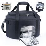 Double-Layer Slow Cooker Carrying Bag for 6-8 Quart CrockPot and Hamlton Beach Slow Cooker, Travel Bag with Lid Fastener for Crock-pot, Portable Carrier Case Slow Cooker Bag with See-thought Window