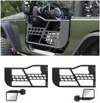 Off-Road Safari Tubular Doors with Side View Mirror Compatible with 2018-2022 Wrangler JL 2 Door - Set of 2 Fat Tube Half Doors for Adventure