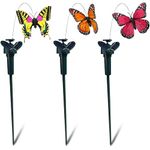 3Pcs Butterfly Garden Stakes Decorative - Solar Butterfly Garden Decor Butterfly Outdoor Decor Yard Ornaments - Solar Christmas Ornaments Decorative Butterflies Hanging Garden Ornaments Outdoor