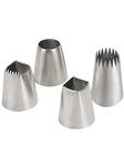 Oversized Piping Nozzles,Extra Large Icing Nozzles,Square Round Churro Nozzles Tips Piping Set for Cakes Cupcakes Cookies,4 Pcs